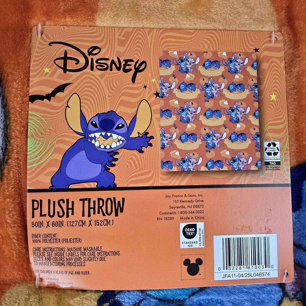Disney Stitch Angel Plush Throw Blanket 50x60‎ Jay Franco Halloween Soft New